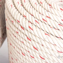 Close-up of the twisted strands of PP rope
