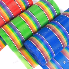 Rainbow-striped woven fabric