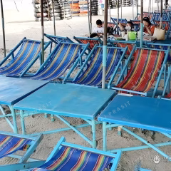 Deckchairs on a beach